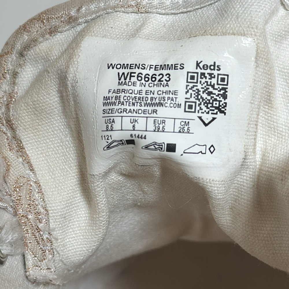 Keds x Rifle Paper Co. Triple Kick Colette Jacquard Lace Up Gold Floral Size 8.5 - Picture 4 of 4
